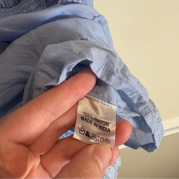 MELISSA ODABASH Joy Strapless Crochet-Trimmed Voile Mini Dress Light Blue Small - Picture 12 of 13